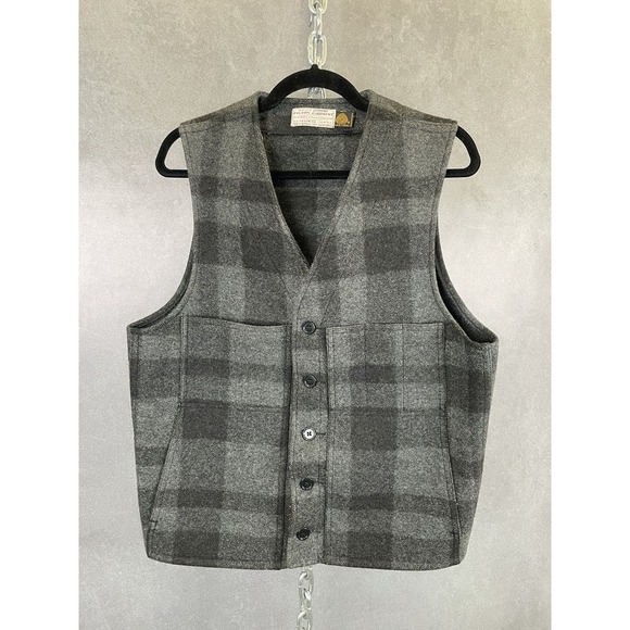 Vintage grey Filson mackinaw waistcoat‎ Buffalo plaid grey - Picture 2 of 5